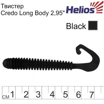 Твистер Helios Credo Long Body 2,95"/7,5 см Black 12шт. (HS-9-011)