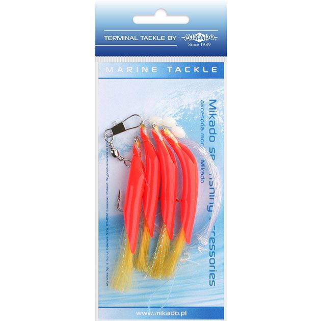 Морская оснастка Mikado HAIR TUBE RIG, крючок № 1/0 (RED/YELLOW)