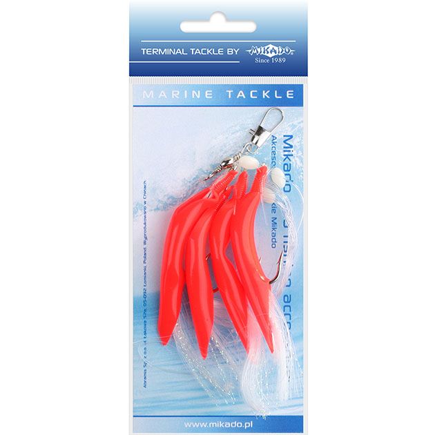 Морская оснастка Mikado HAIR TUBE RIG, крючок № 3/0 (RED/WHITE)