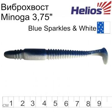 Виброхвост Helios Minoga 3,75"/9.5 см Blue Sparkles & White 5шт. (HS-17-026)