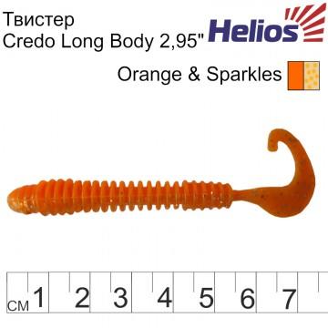 Твистер Helios Credo Long Body 2,95"/7,5 см Orange & Sparkles 12шт. (HS-9-022)