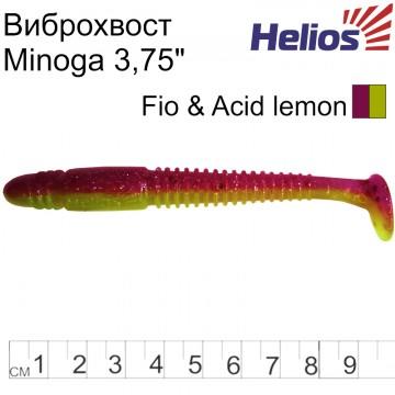 Виброхвост Helios Minoga 3,75"/9.5 см Fio & Acid lemon 5шт. (HS-17-027)