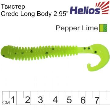 Твистер Helios Credo Long Body 2,95"/7,5 см Pepper Lime 12шт. (HS-9-009)