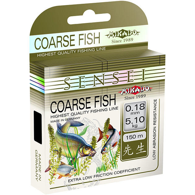 Леска мононить Mikado SENSEI COARSE FISH 0,20 (150 м) - 5.80 кг.