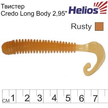 Твистер Helios Credo Long Body 2,95"/7,5 см Rusty 12шт. (HS-9-004)