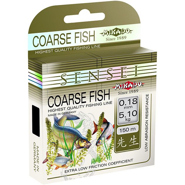 Леска мононить Mikado SENSEI COARSE FISH 0,24 (150 м) - 7.60 кг.