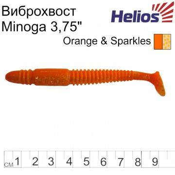 Виброхвост Helios Minoga 3,75"/9.5 см Orange & Sparkles 5шт. (HS-17-022)