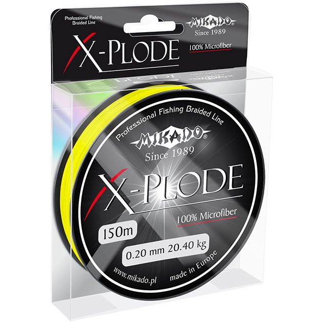 Плетеный шнур Mikado X-PLODE 0,14 yellow (150 м) - 15.25 кг.