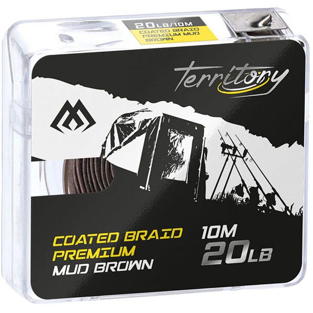 Поводочный плетеный шнур Mikado Territory COATED BRAID PREMIUM мягкий в оболочке 20LB (10 м) корич.