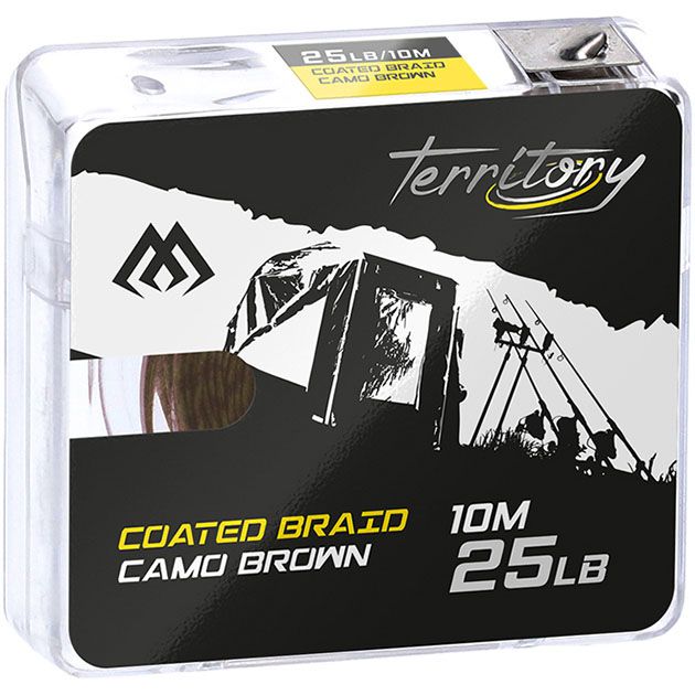 Поводочный плетеный шнур Mikado Territory  COATED BRAID 25LB, ( 10 м ) коричневый