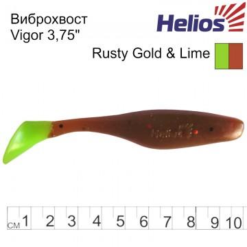 Виброхвост Helios Vigor 3,75"/9.5 см Rusty Gold & Lime 7шт. (HS-6-017)