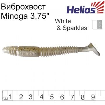 Виброхвост Helios Minoga 3,75"/9.5 см White & Sparkles 5шт. (HS-17-002)