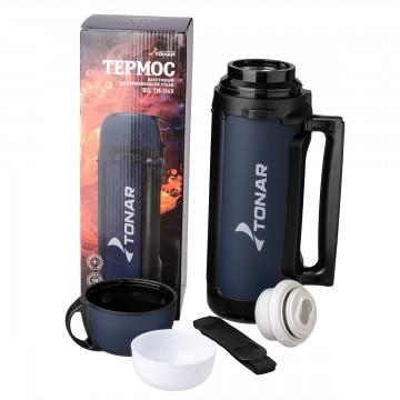 Термос HS.TM-043 1900ML (крышка-кружка с ручк, доп.пл.чашка, скл.ручки, ремень) TONAR