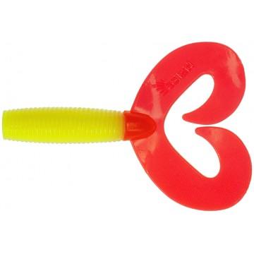 Твистер Helios Credo Double Tail 3,54"/9 см Acid lemon & Red 5шт. (HS-28-029)