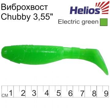 Виброхвост Helios Chubby 3,55"/9 см Electric green 5шт. (HS-4-007)