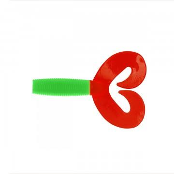 Твистер Helios Credo Double Tail 3,54"/9 см Lime & Red 5шт. (HS-28-021)