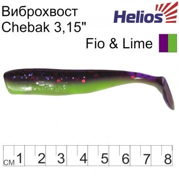 Виброхвост Helios Chebak 3,15"/8 см Fio & Lime 7шт. (HS-3-014)