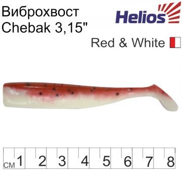 Виброхвост Helios Chebak 3,15"/8 см Red & White 7шт. (HS-3-003)