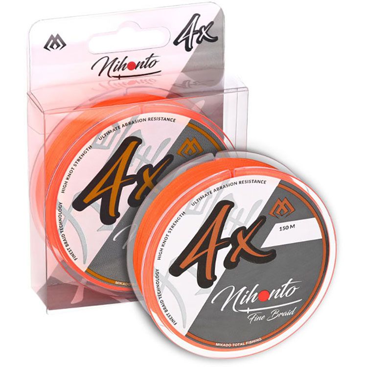 Плетеный шнур Mikado NIHONTO FINE BRAID 0,23 orange (150 м) - 20,20 кг.