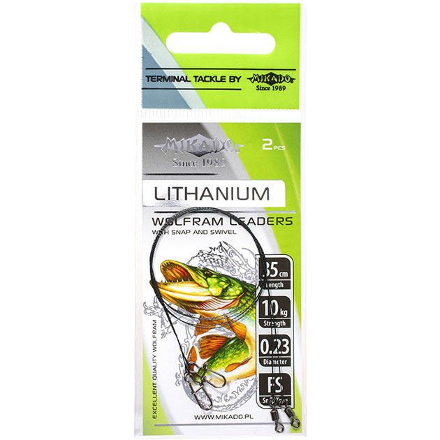 Поводок вольфрамовый Mikado Lithanium с вертлюжком и застёжкой FS 35 см., 5 кг. ( 2 шт.)
