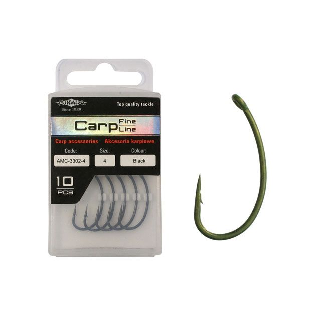 Крючки Mikado Carp Fine Line с покрытием никель + тефлон - 12003  № 6 (с ушком) ( 10 шт.)