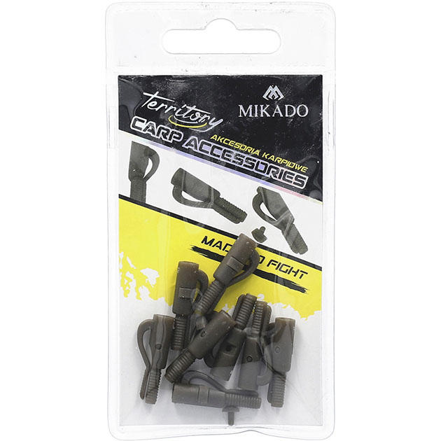 Клипса для карповых грузил Mikado пластик (тёмно-зелёный) AMC-11523-07  ( 6 шт.)