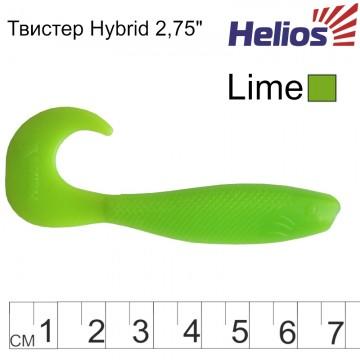 Твистер Helios Hybrid 2,75"/7,0 см Lime 7шт. (HS-13-008)