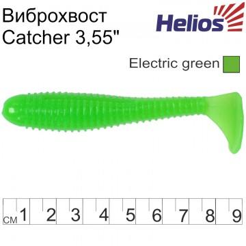 Виброхвост Helios Catcher 3,55"/9 см Electric green 5шт. (HS-2-007)