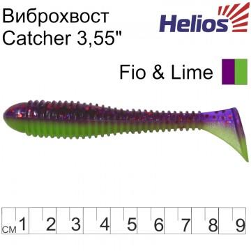 Виброхвост Helios Catcher 3,55"/9 см Fio & Lime 5шт. (HS-2-014)
