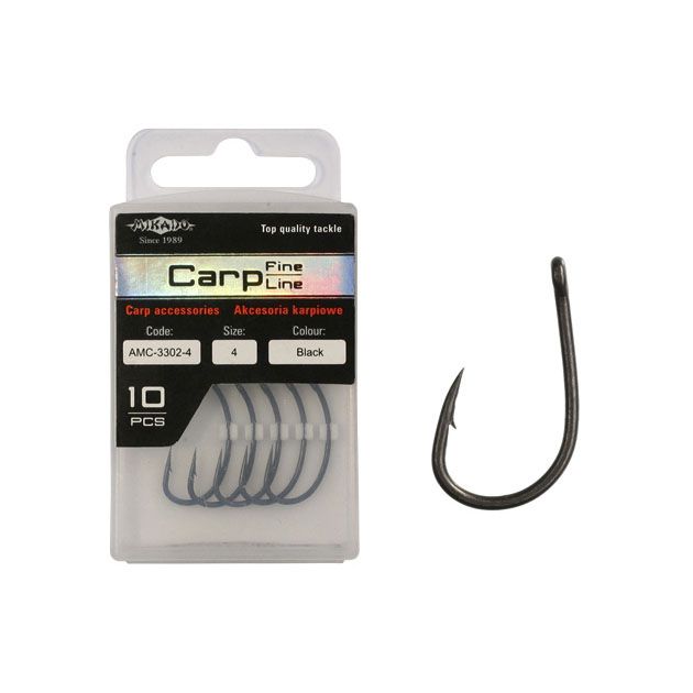 Крючки Mikado Carp Fine Line с тефлоновым покрытием - 3300 № 2 (с ушком) ( 10 шт.)