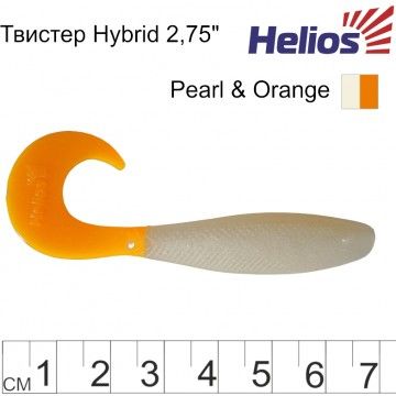 Твистер Hybrid 2,75"/7,0 см Pearl & Orange 7шт. (HS-13-019) Helios