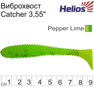 Виброхвост Helios Catcher 3,55"/9 см Pepper Lime 5шт. (HS-2-009)