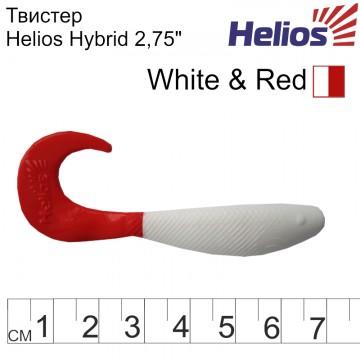 Твистер Helios Hybrid 2,75"/7,0 см White RT 7шт. (HS-13/1-003)