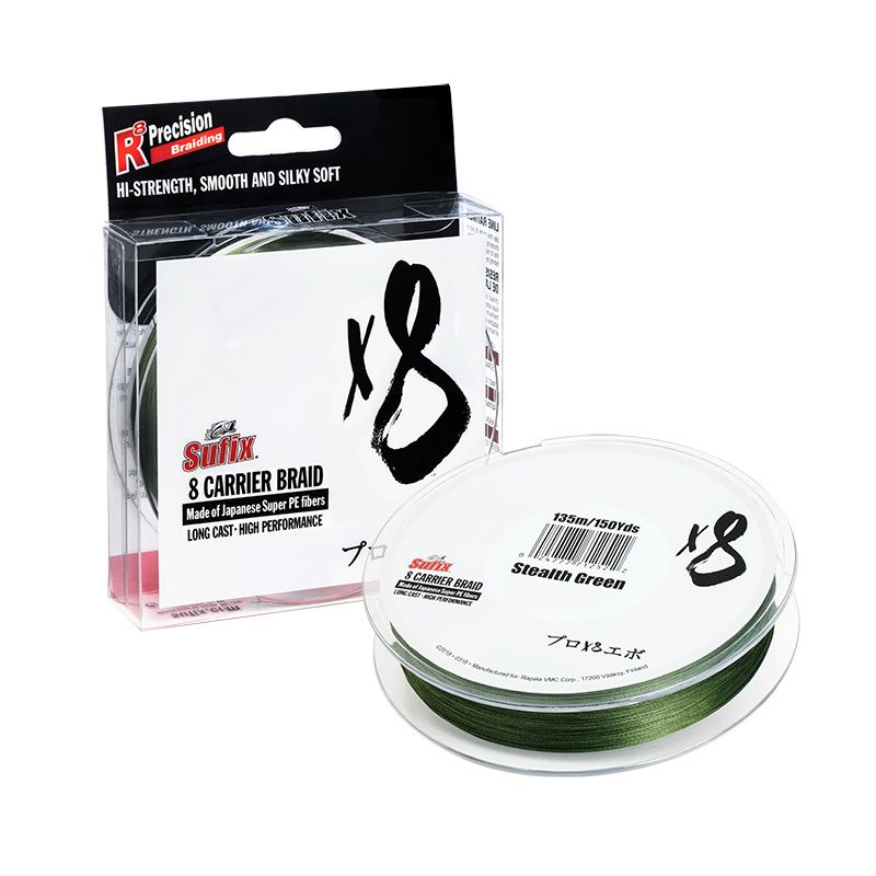Леска плетеная SUFIX X8 зеленая 135 м 0,185 мм 15,5 кг PE 1,2