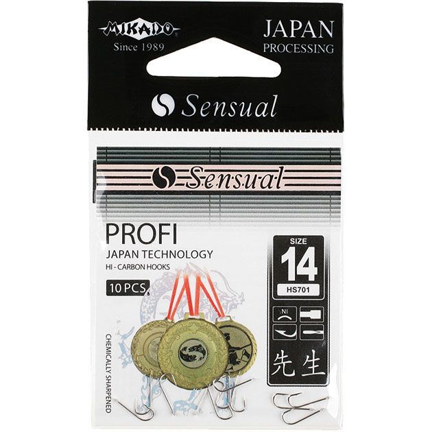 Крючки Mikado SENSUAL - PROFI № 14 RED (с лопаткой) ( 10 шт.)