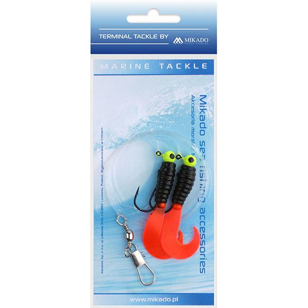 Морская оснастка Mikado на треску PILK TWIST JIGHEAD RIG 5.5см, 3 г. (2 шт.) крючки №1 чёрно-красный