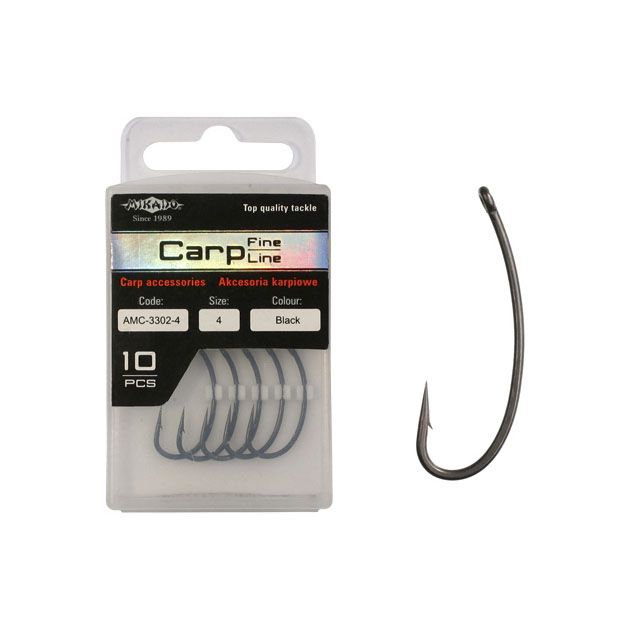 Крючки Mikado Carp Fine Line с тефлоновым покрытием - 3303 № 4 (с ушком)( 10 шт.)