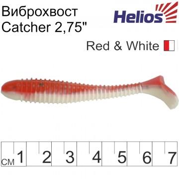 Виброхвост Helios Catcher 2,75"/7 см Red & White 7шт. (HS-1-003)