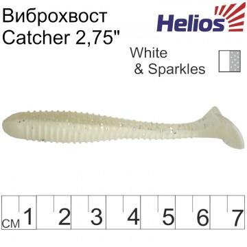 Виброхвост Helios Catcher 2,75"/7 см White & Sparkles 7шт. (HS-1-002)