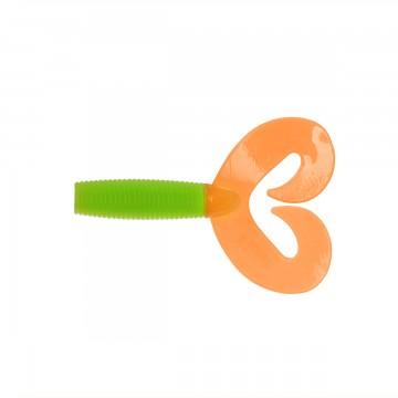 Твистер Helios Credo Double Tail 2,95"/7,5 см Lime & Orange 7шт. (HS-12-020)