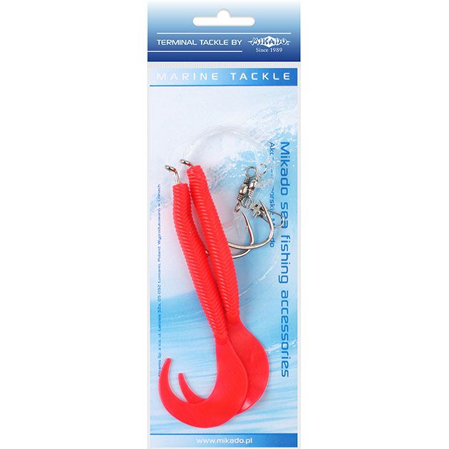 Морская оснастка Mikado PILK D-TWIST RIG 14см,, крючок № 8/0 (2шт.) RED