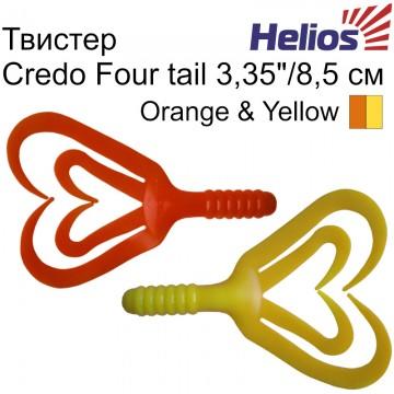 Твистер Helios Credo Four tail 2,35"/6,0 см Orange & Yellow 10шт. (HS-20-015)