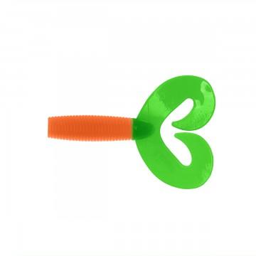 Твистер Helios Credo Double Tail 2,95"/7,5 см Orange & Green 7шт. (HS-12-025)