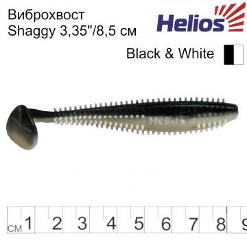 Виброхвост Helios Shaggy 3,35"/8,5 см Black & White 5шт. (HS-16-023)