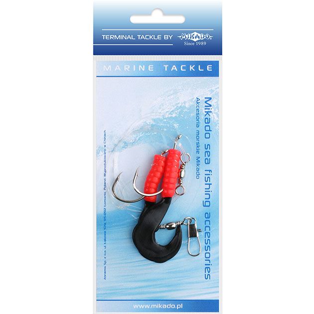 Морская оснастка Mikado PILK D-TWIST RIG 5.5см,, крючок № 4/0 (2шт.) RED/BLACK
