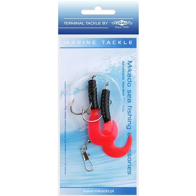 Морская оснастка Mikado PILK D-TWIST RIG 5.5см,, крючок № 4/0 (2шт.) BLACK/RED
