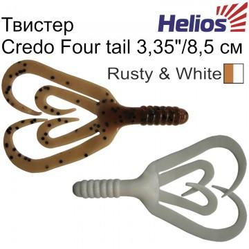 Твистер Helios Credo Four tail 2,35"/6,0 см White & Sparkles 10шт. (HS-20-002)