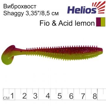 Виброхвост Helios Shaggy 3,35"/8,5 см Fio & Acid lemon 5шт. (HS-16-027)