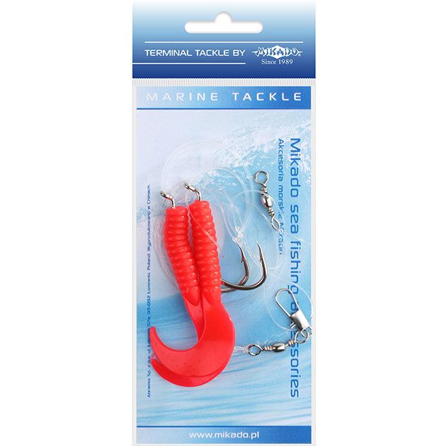 Морская оснастка Mikado PILK D-TWIST RIG 7.5см,, крючок № 6/0 (2шт.) RED