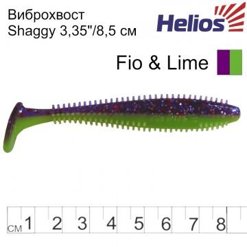 Виброхвост Helios Shaggy 3,35"/8,5 см Fio & Lime 5шт. (HS-16-014)
